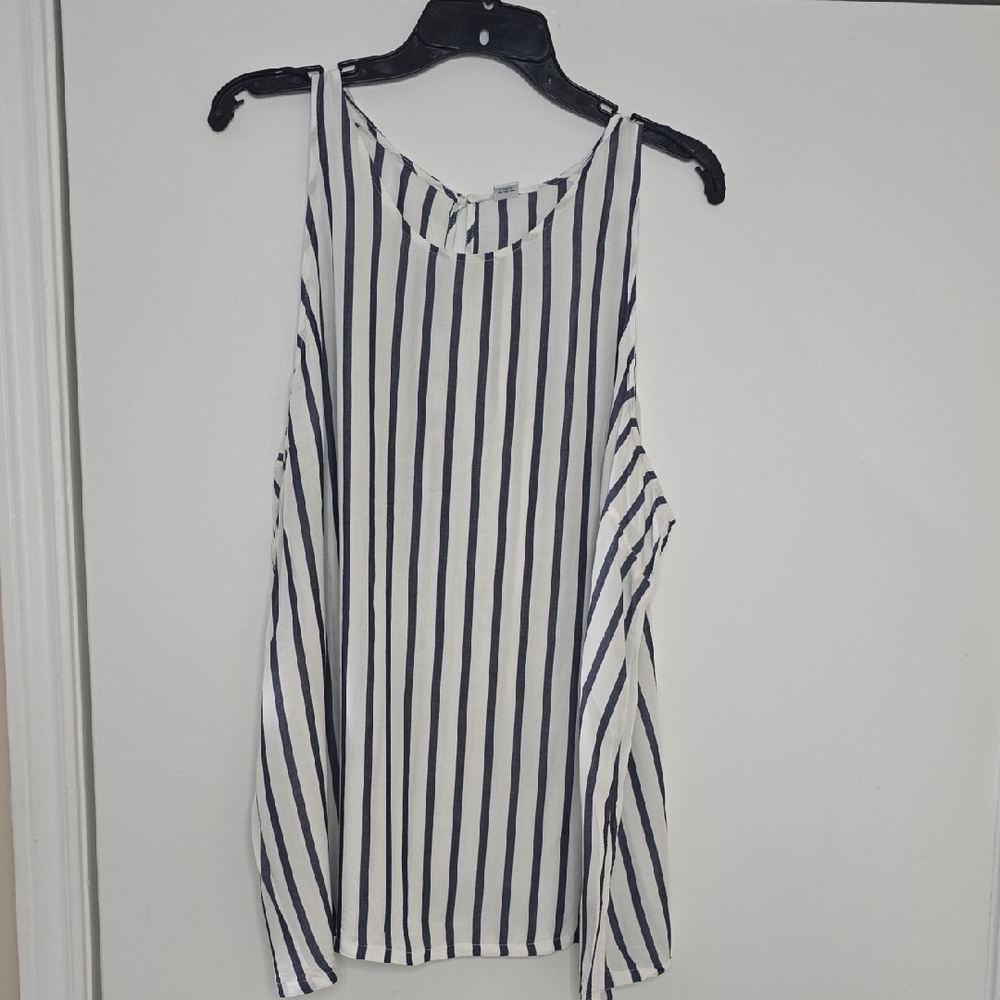 Old Navy Black and White Striped Tank Top